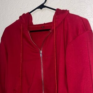 Red Cropped Zip Up